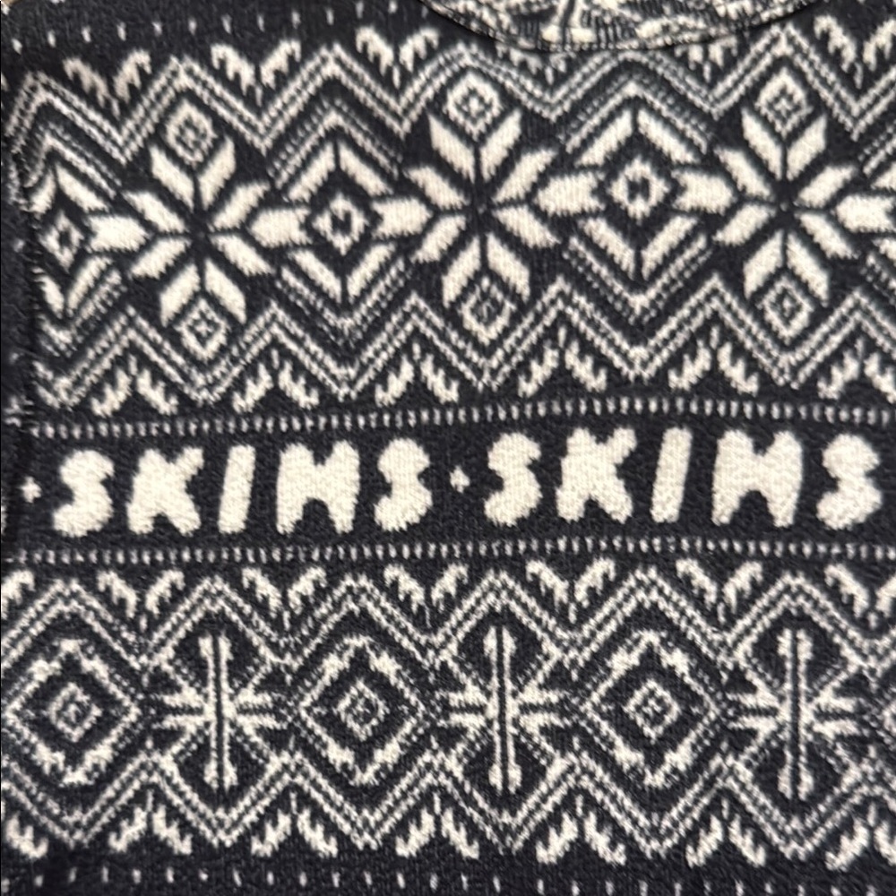 SKIMS Logo Plush Pointelle Footless Romper in Black Fair Isle Print - Picture 7 of 12